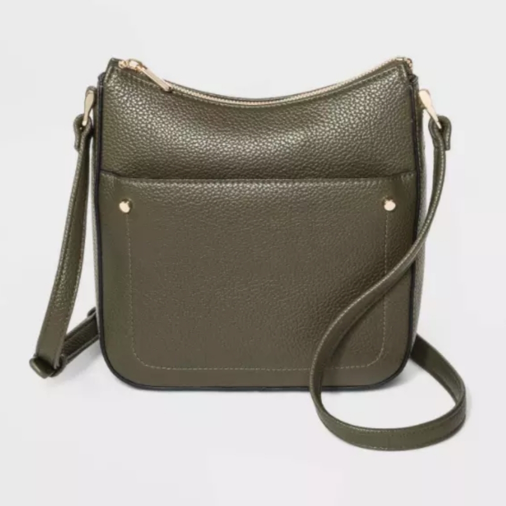 Womans Zip Closure Crossbody Bag - A NEW DAY - Oli